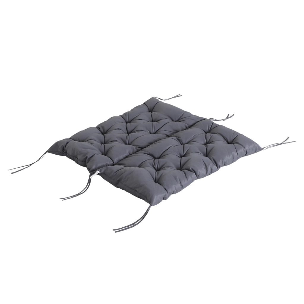 Cuscino per panca 100x98x8 cm con schienale e 6 lacci in poliestere grigio scuro