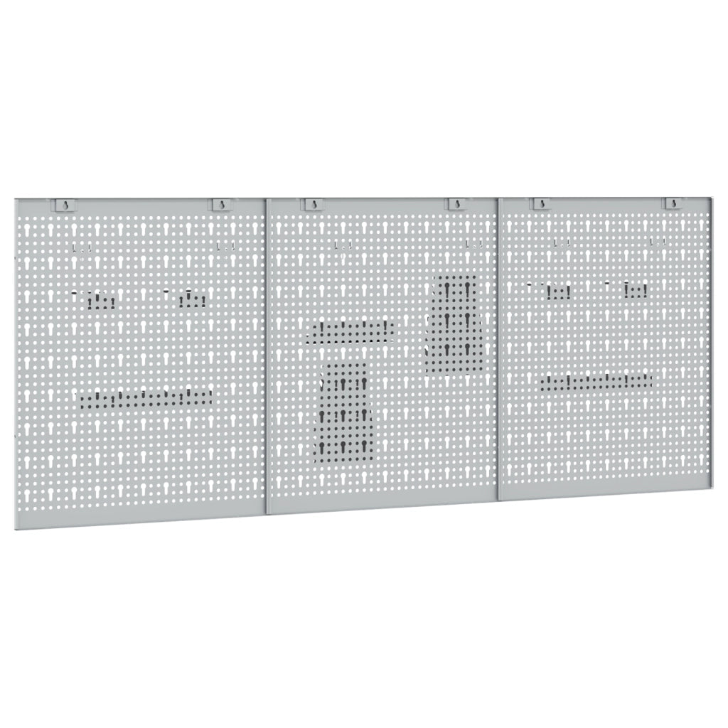 Pegboard - 3 Pezzi con 15 Accessori, Grigio, 50x60 cm, Acciaio
