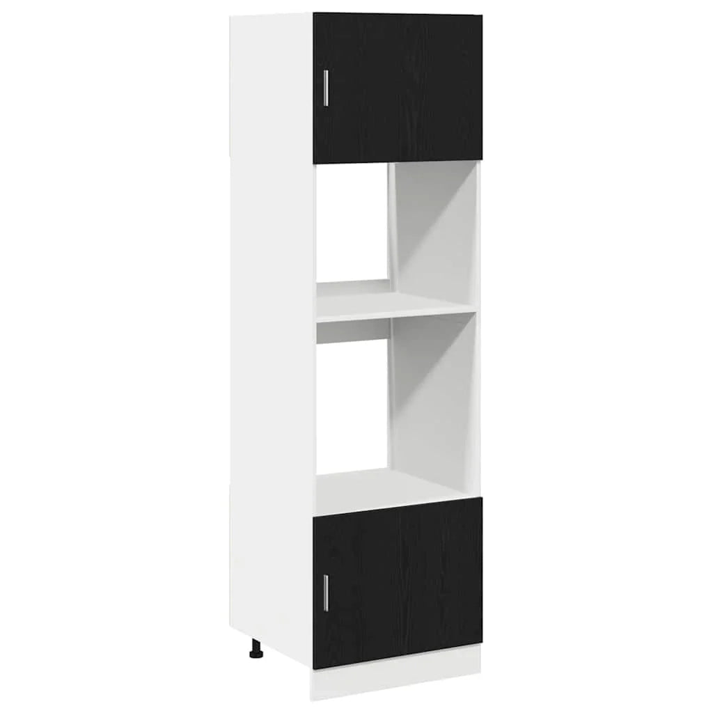 Mobile da cucina moderno da parete con ampio spazio di stoccaggio 60 x 57 x 207 cm legno ingegnerizzato nero 02_0055923