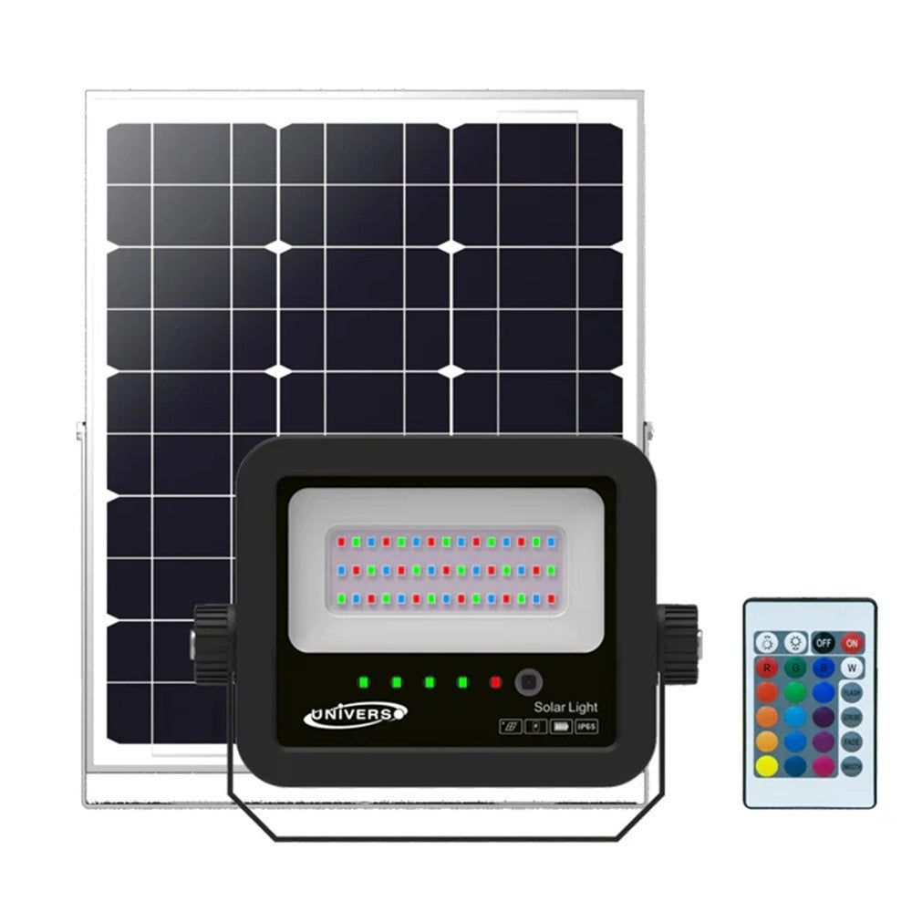 Trade Shop - Faro A Led Proiettore Con Pannello Solare 40 W Rgb Con Telecomando Esterno Ip65 Sl-rgb-40w -