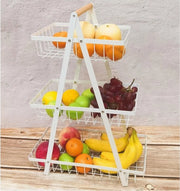 Stazione per frutta a 3 livelli, 3 livelli per frutta e verdure, contenitore per frutta e verdure, contenitore per pane e verdure, moderno per decorazione della cucina, verdure, frutta, snack (bianco, quadrato)
