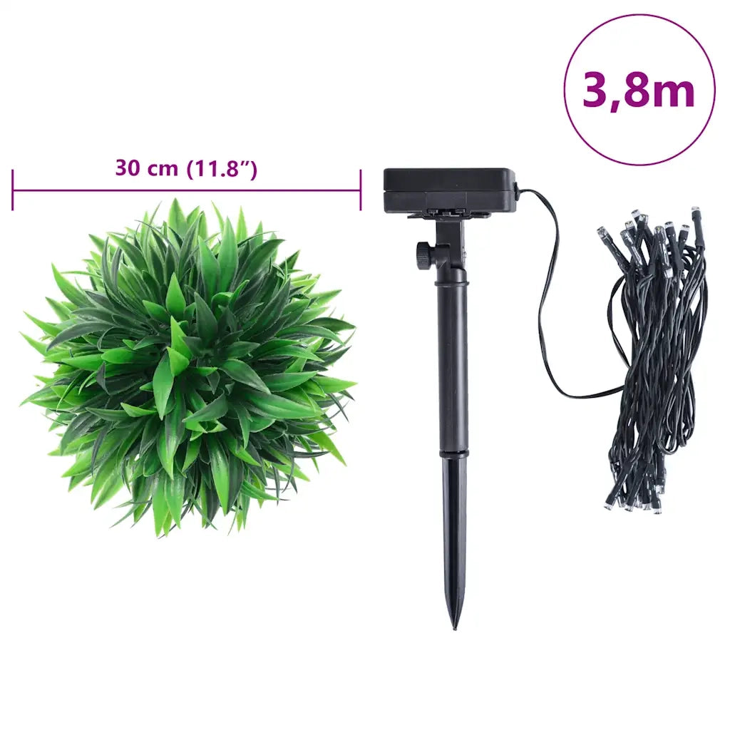 Sfere di Bosso Artificiale con Luci LED 2 pz Verdi 30 cm CFW8129413
