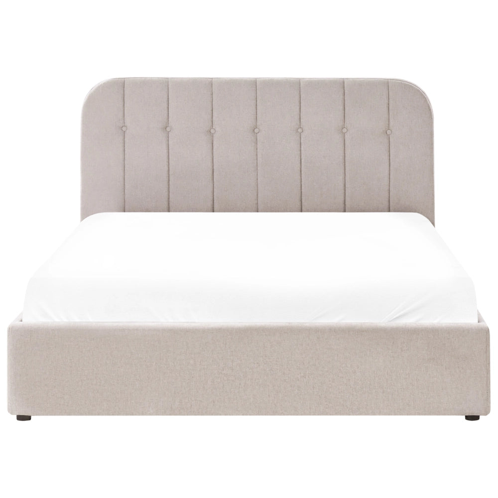 Letto matrimoniale 160 x 200 cm in tessuto di ciniglia Base letto a doghe Testiera trapuntata tortora