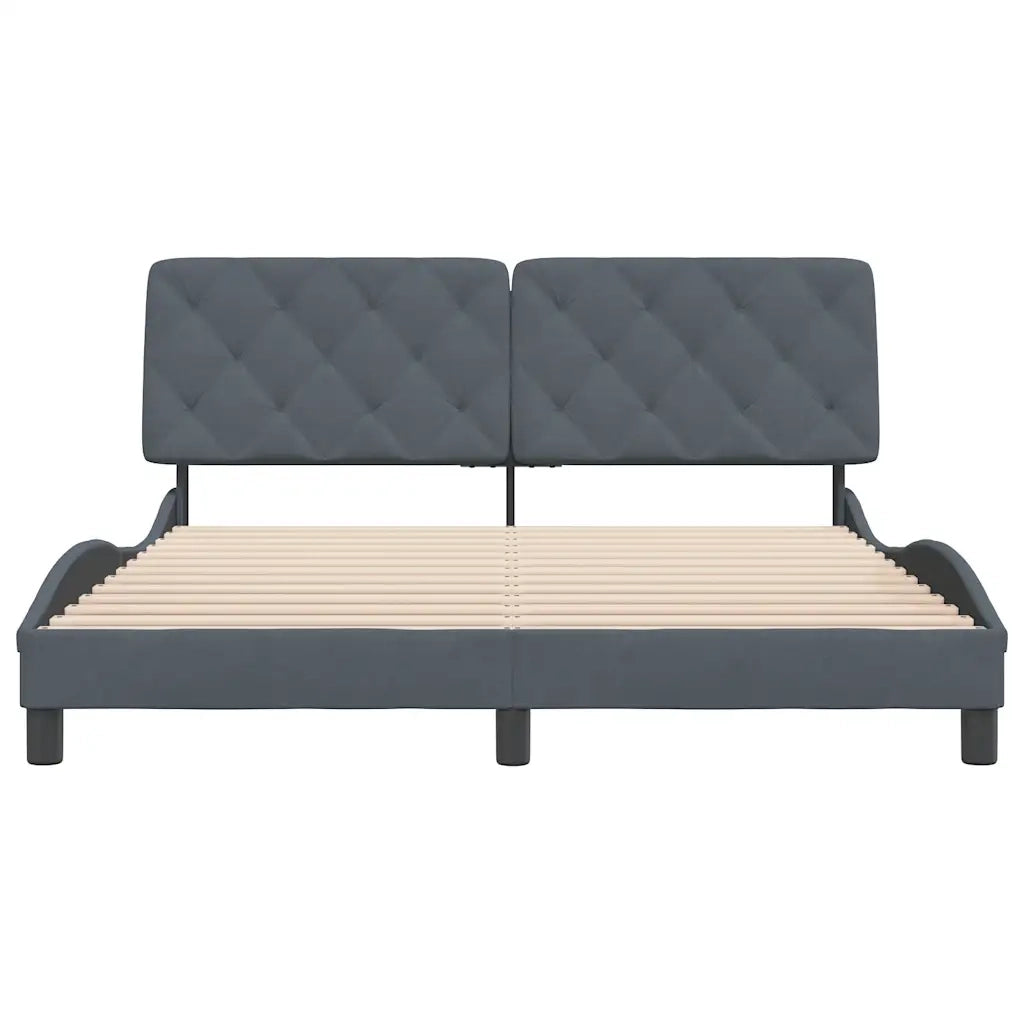 Giroletto senza Materasso Grigio Scuro 160x200 cm Velluto