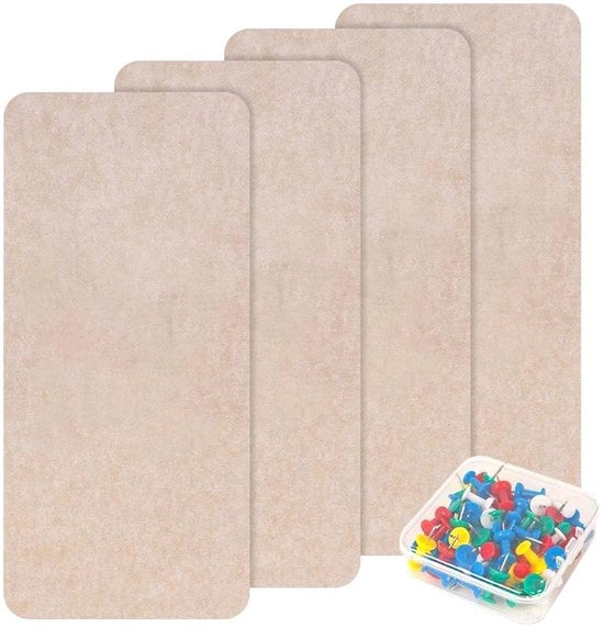 Pannello da parete in velluto, 4 pezzi, 43 x 20 cm, pannello in velluto con 9 mm di spessore e chiodi, pannello da parete in velluto con retro adesivo, velluto, adesivo, pannello da parete decorativo per ufficio, soggiorno