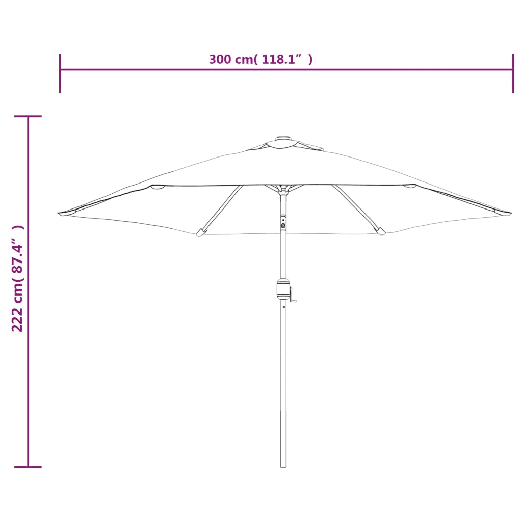 Ombrellone da Giardino con Palo in Metallo 300 cm Rosso Bordò 313752