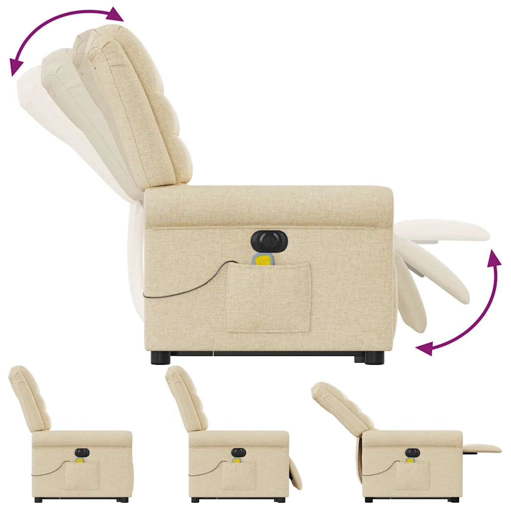 Poltrona Alzapersona Massaggiante Elettrica Crema in Tessuto 3303352
