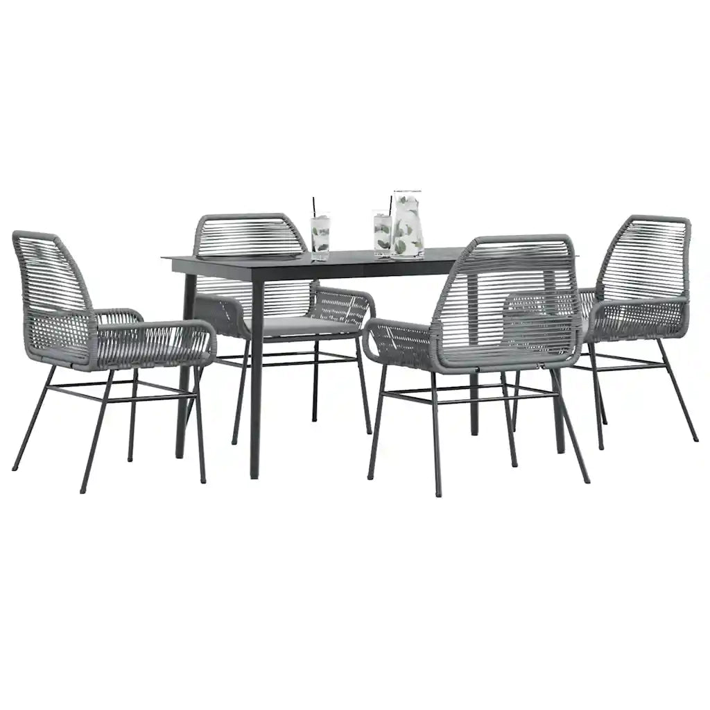 vidaXL Set da Pranzo da Giardino 5 pz con Cuscini Polyrattan Vetro