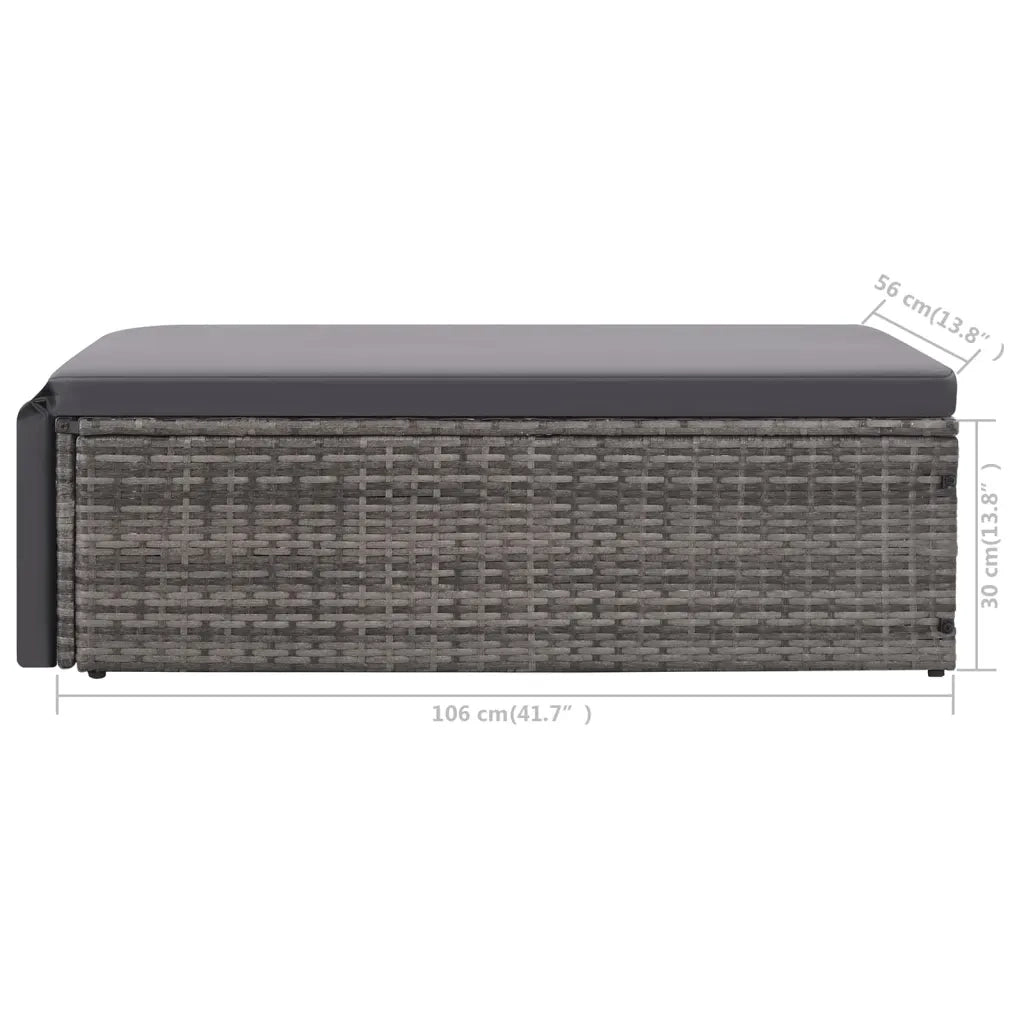 Set Divani da Giardino 2 pz con Cuscini in Polyrattan Grigio 44422