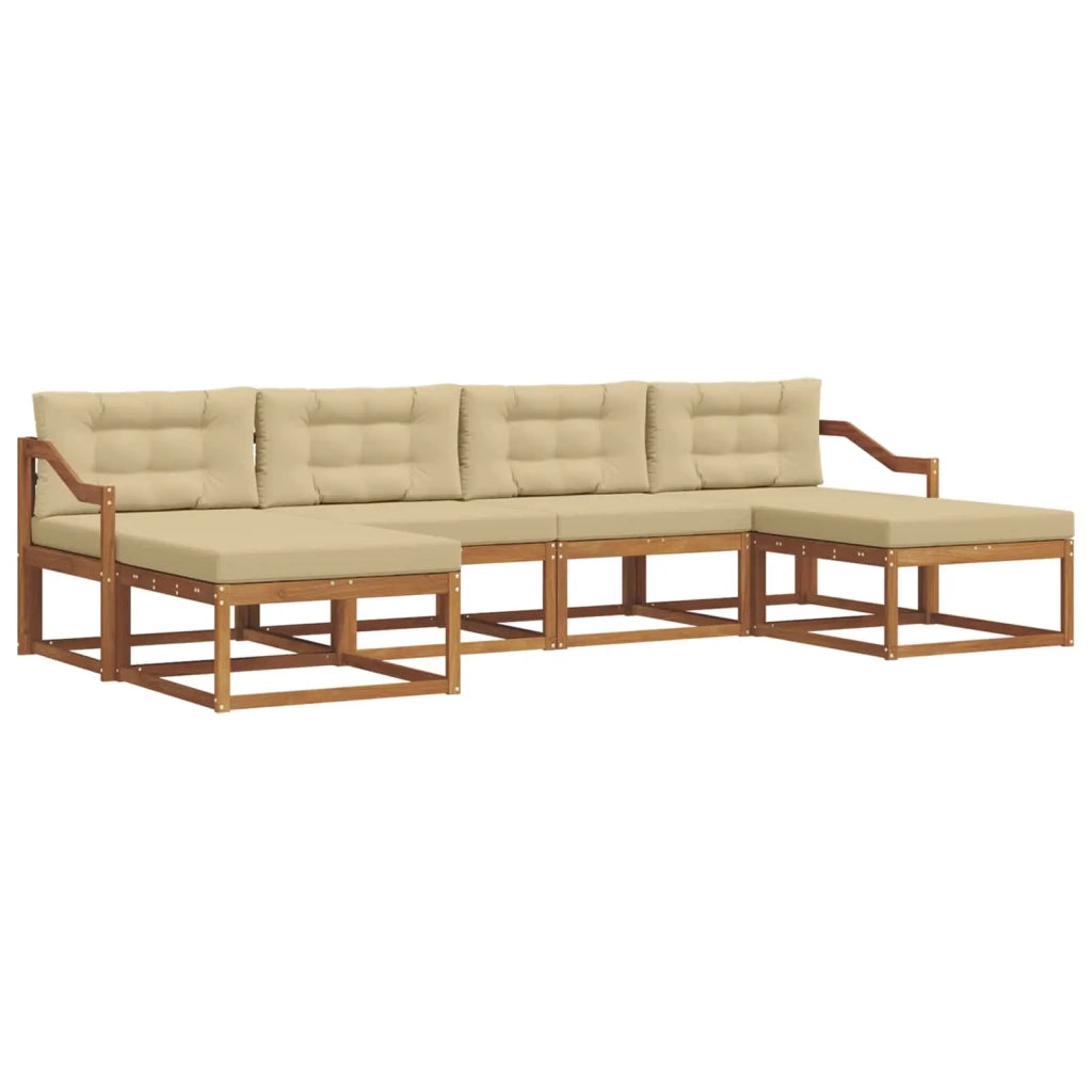 Set di divani da esterno con cuscino 6 pcs Naturale e Beige