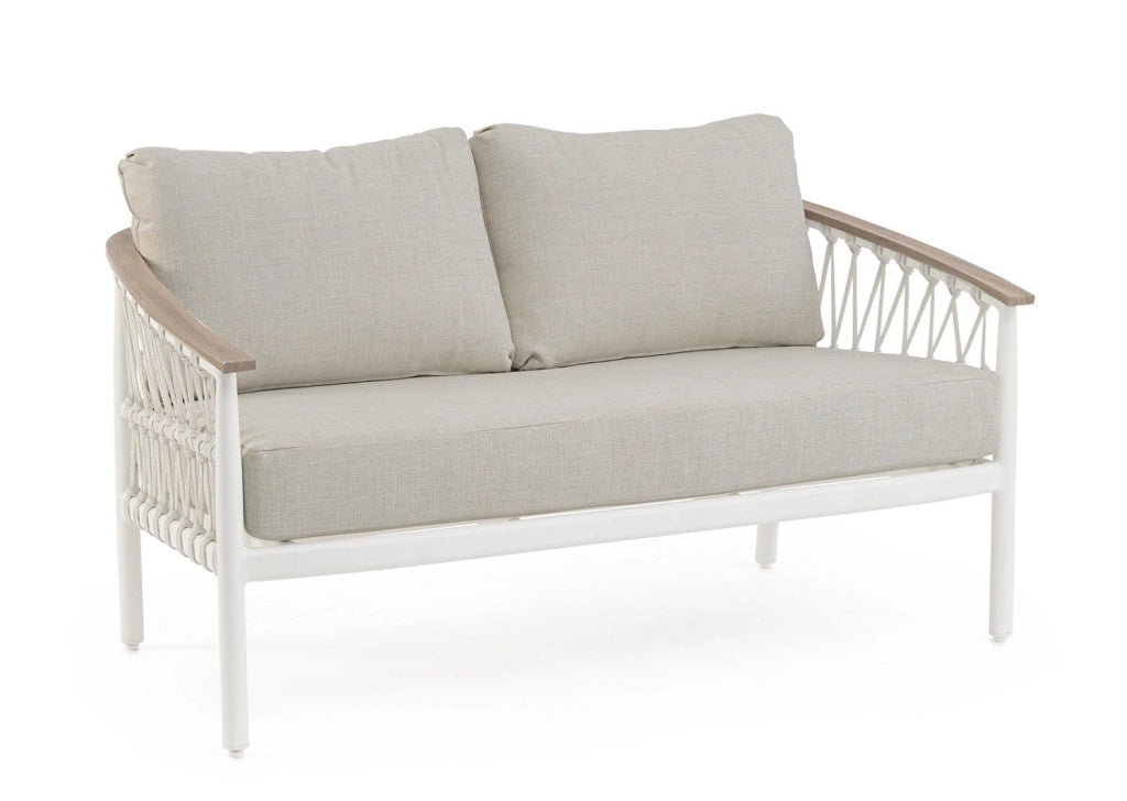 Divano da Giardino 2 Posti con Cuscini 140x75x85h cm in Alluminio e PP Fenix Vapor