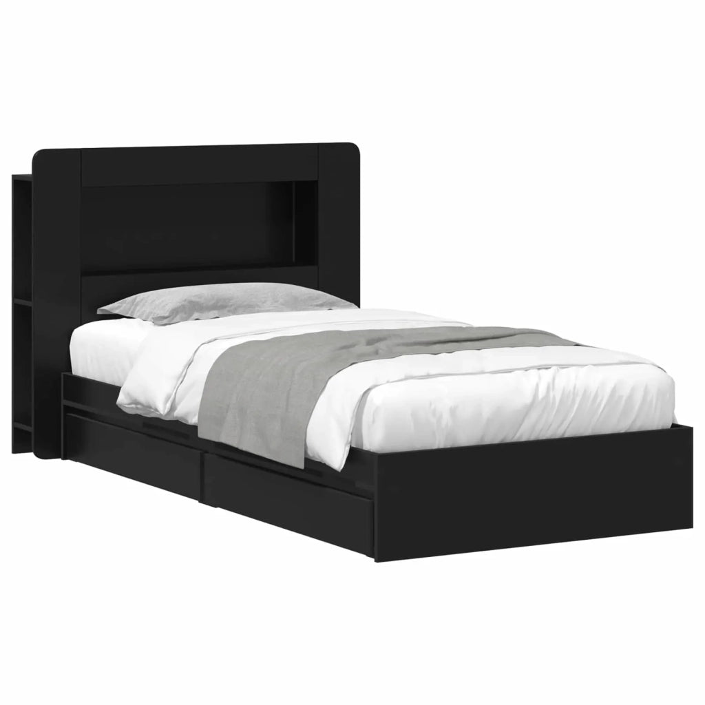 Telaio del letto con storage con cassetto Nero 90 x 190 cm 3433624