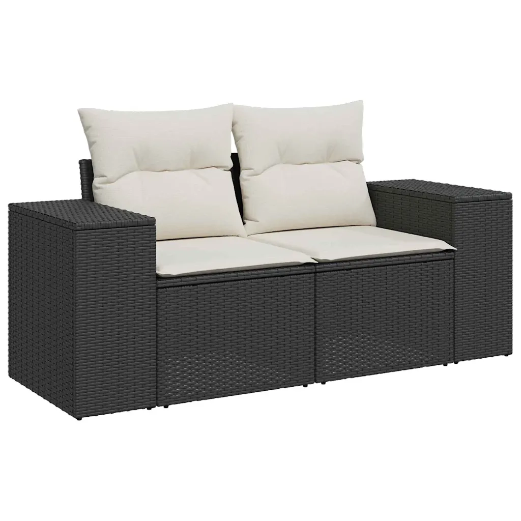 Set Divano da Giardino con cuscino 8 pcs Nero polyrattan 3362005