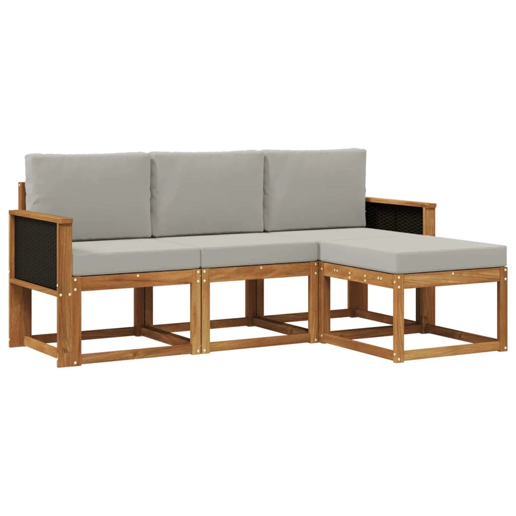 Set di divani da esterno 4 pz Naturale e Grigio Chiaro 3385102