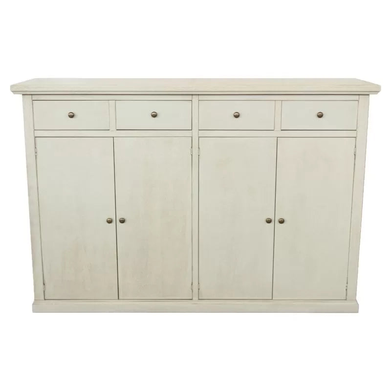Madia credenza legno 4 porte 4 cassetti shabby avorio anticato 160x40x110 - Mobili 2G