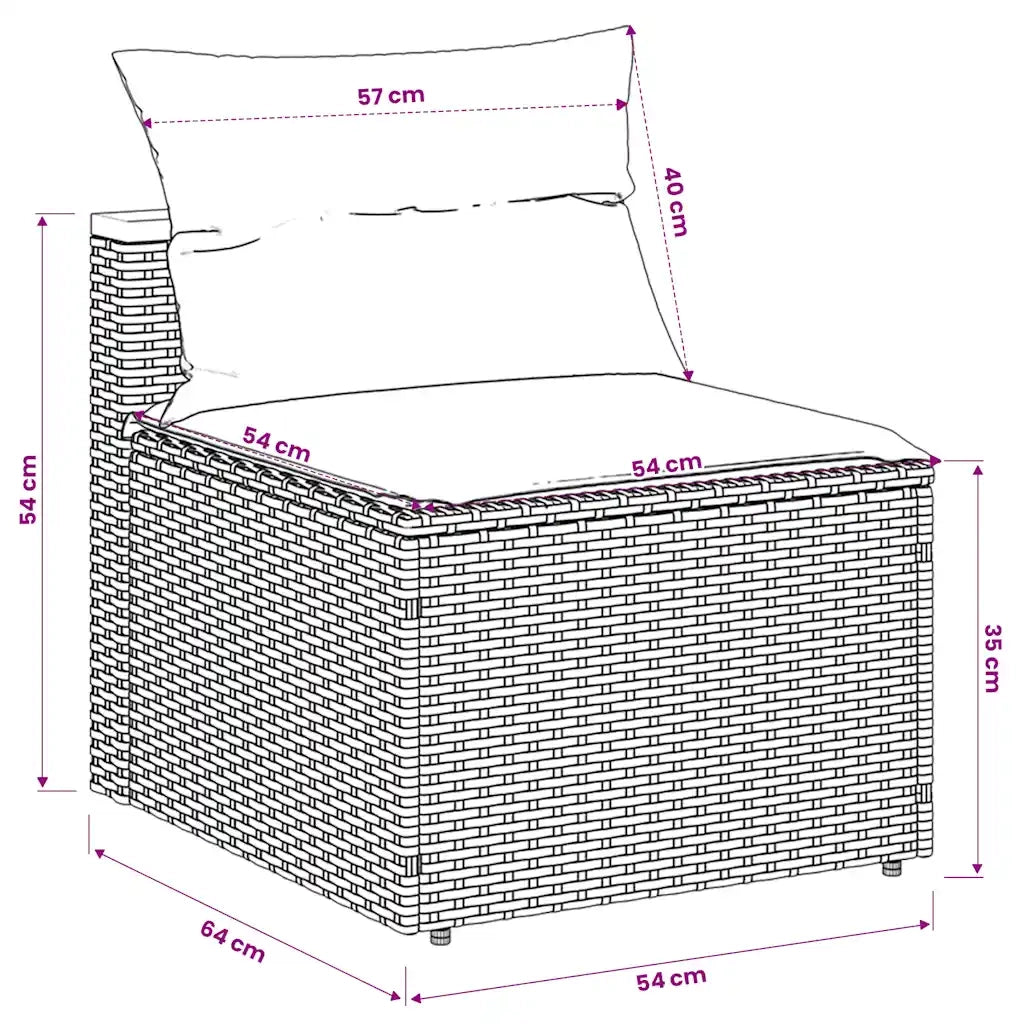 Divani Giardino Senza Braccioli con Cuscini 2 Grigi Polyrattan