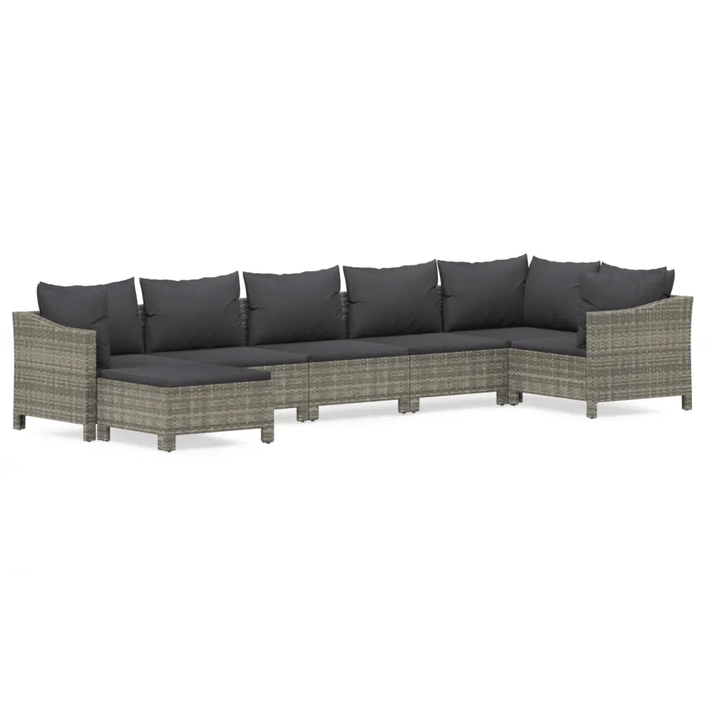 Set Divani da Giardino 7 pz con Cuscini in Polyrattan Grigiocod mxl 76657
