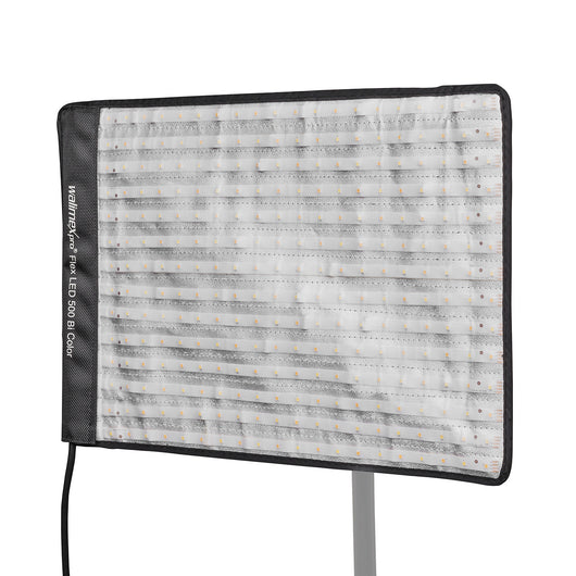 Flex LED 500 Pannello luminoso a LED bicolor, illuminatori LED per fotografia 50 W, luce fotografica flessibile e dimmerabile con display e slot per batteria ricaricabile