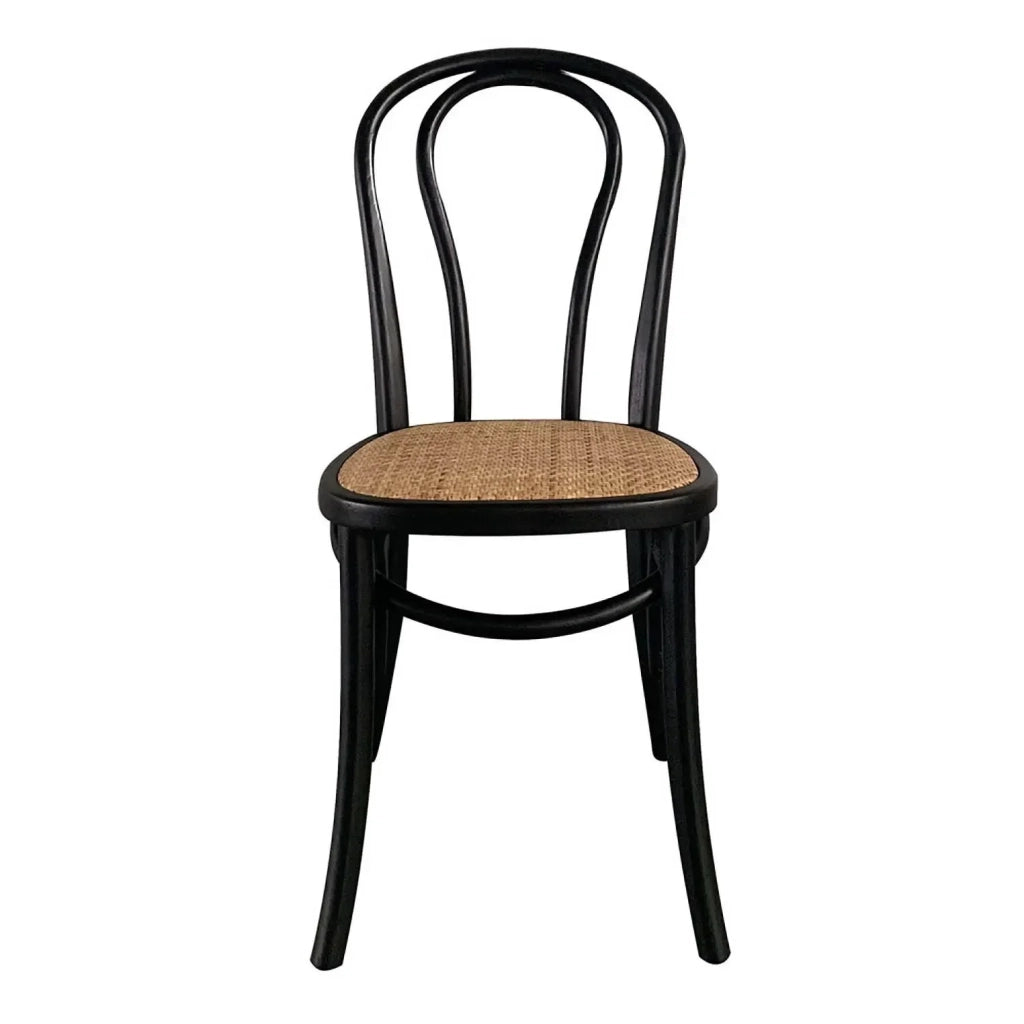 LÚZETE - SEDIA IN LEGNO DI BETULLA NERA CON SEDILE IN RATTAN NATURALE AKIRA