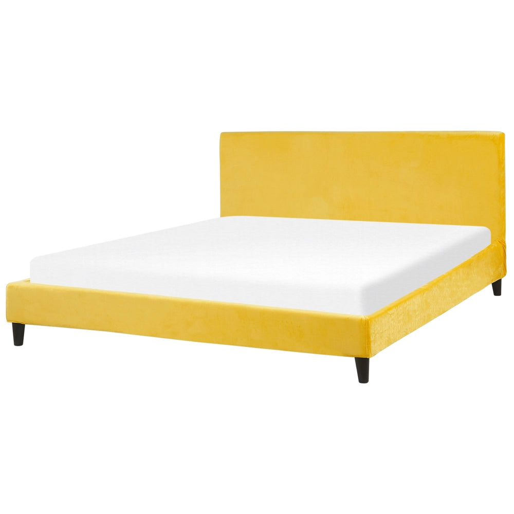 Fodera per struttura letto in velluto giallo per letto 180 x 200 cm sfoderabile e lavabile