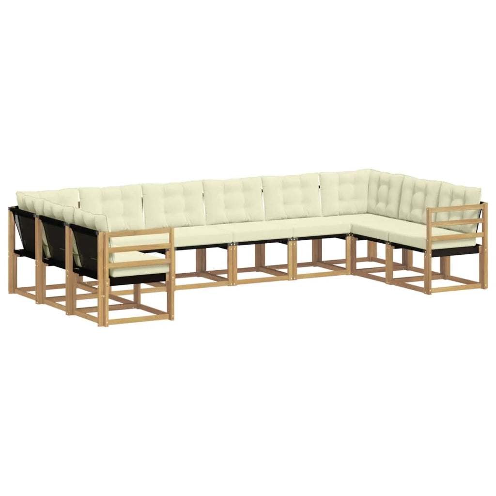 Set di divani da esterno 10 pz Bianco e Crema 3389896