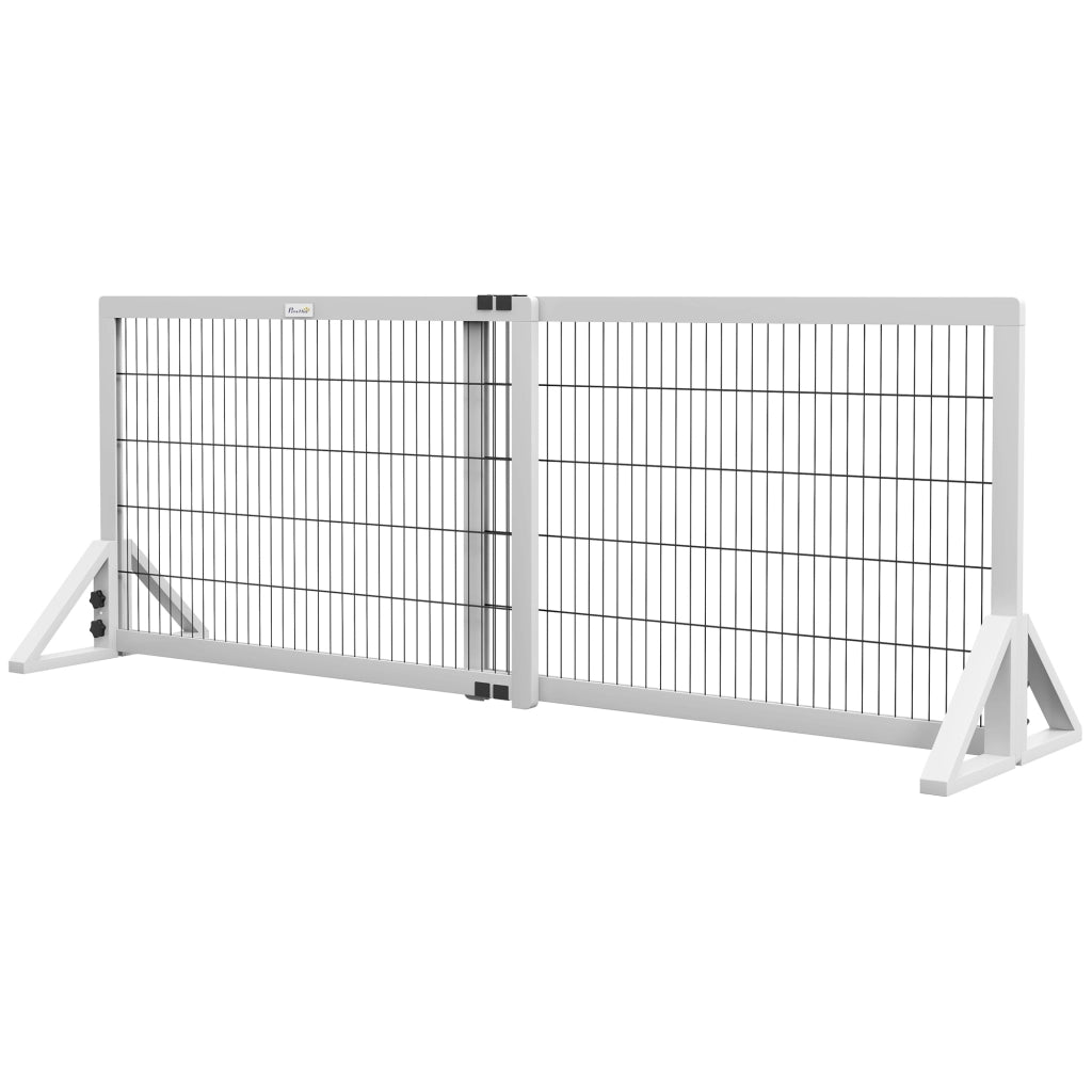 Barriera di sicurezza per cani a 2 pannelli ¨C zephmum ¨C Legno e metallo bianco 101-181 cm