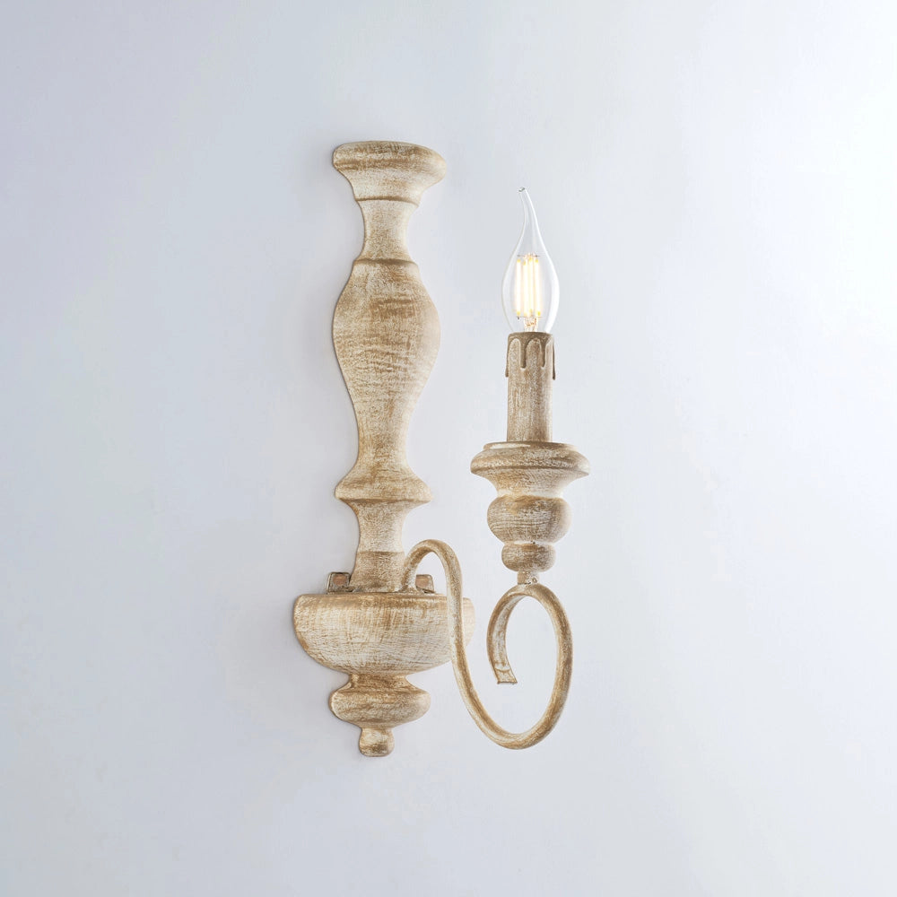 Cascina Applique in legno e ferro bianco e tortora 1 luce .13 P.21 BL265-AP1-BT