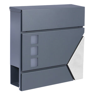 Cassetta postale con vano portagiornale V48 antracite + inox 370 x 105 x 370 mm