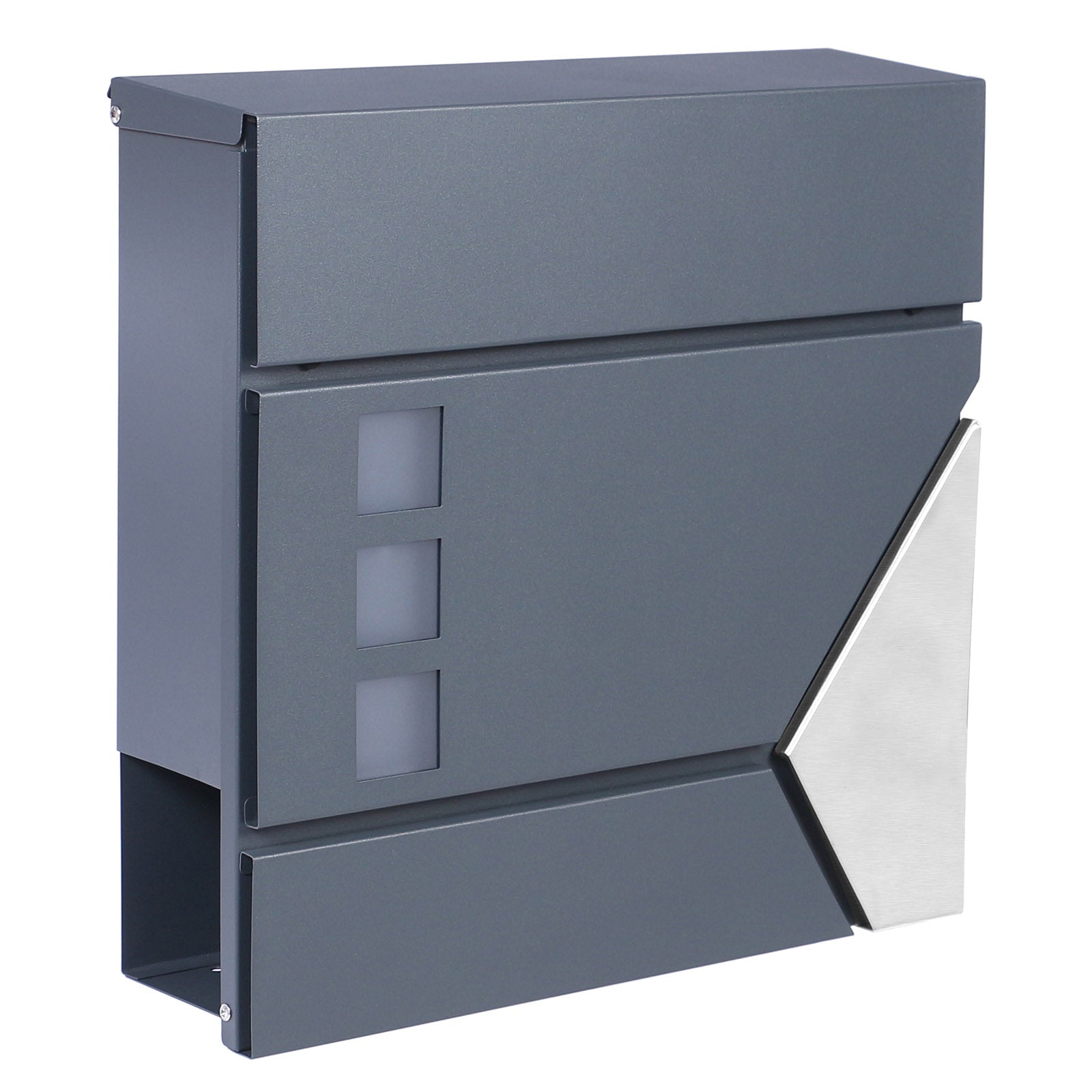 Cassetta postale con vano portagiornale V48 antracite + inox 370 x 105 x 370 mm