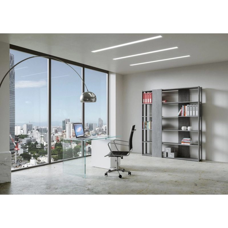Composizione Libreria B Kato 6R 2 fianchi 4 fasce lunghe - Cemento