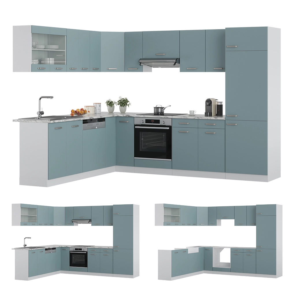 Vicco Cucina angolare completa Blu-grigio/bianco 227 x 287 cm , PL Antracite