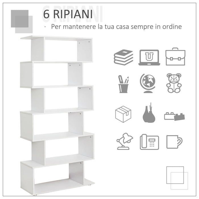 Libreria di Design Mobili Ufficio Scaffale in Legno 80x24x191 cm Bianco