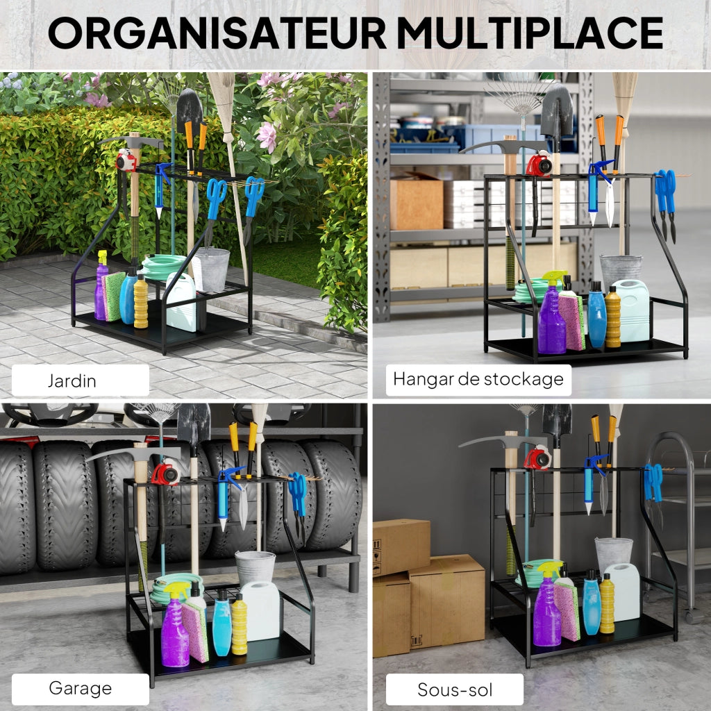 Organizzatore per attrezzi da giardino 3 livelli ¨C zephmum ¨C arancione 84x53x73 cm