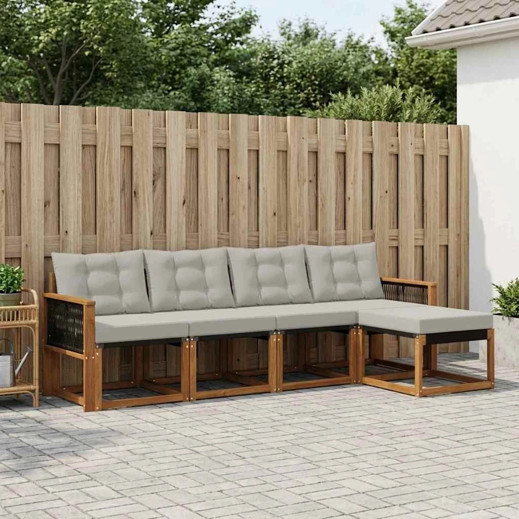 Set di divani da esterno 5 pz Naturale e Grigio Chiaro 3381887