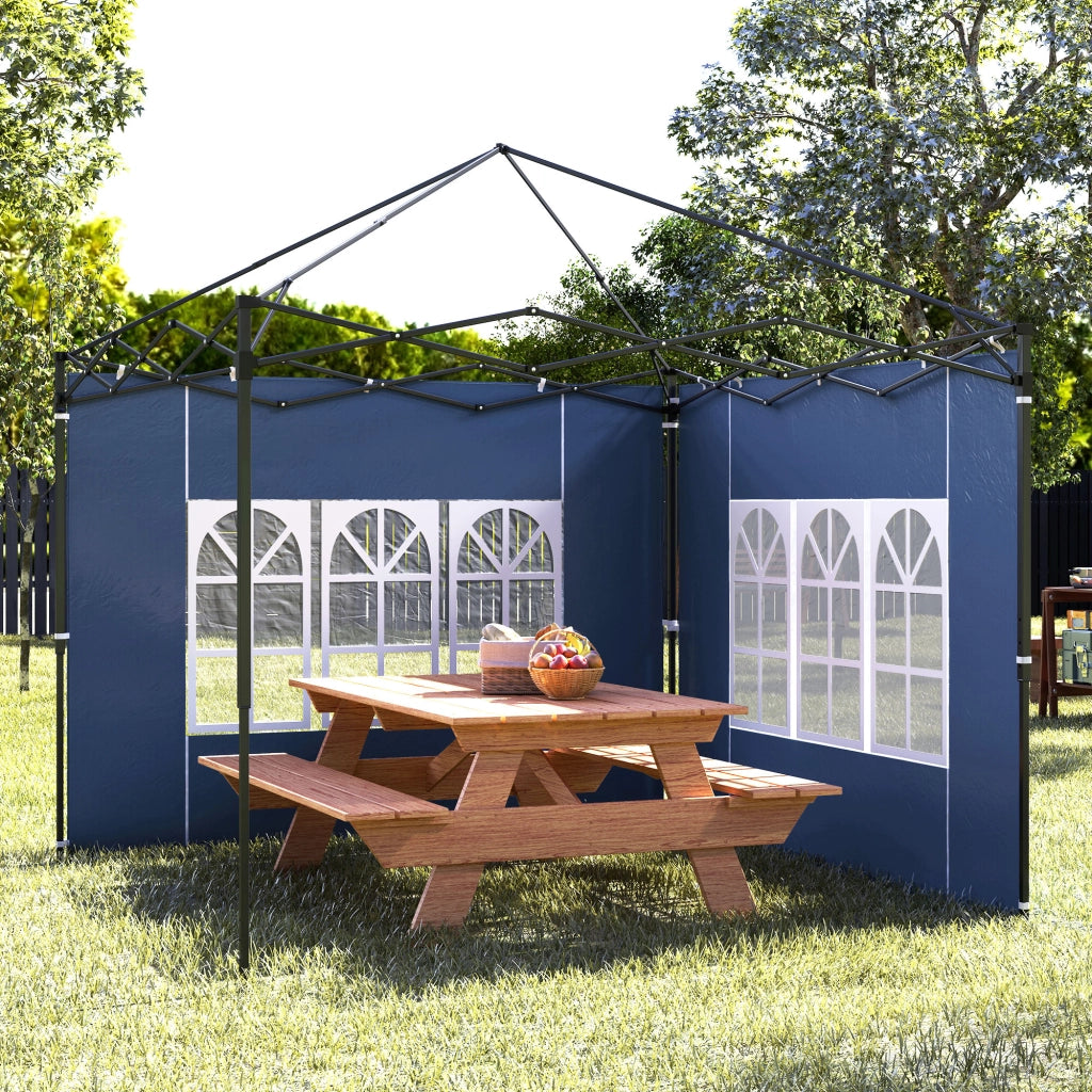 Set 2 Pezzi Pareti Laterali per Gazebo 3x3 3x6 ¨C Zephmum ¨C Blu Impermeabile con Finestra