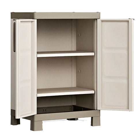 Armadio da Esterno 2 Ripiani 65x45x97H cm in Plastica Keter Excellence Basso Beige/Tortora