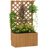 Letto per Orto Rialzato con Traliccio per Rampicanti e Pergola Superiore, 64x33x122 cm, Legno