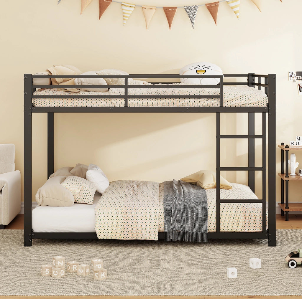 Letto a castello 140x200 cm; struttura salvaspazio; metallo; nero
