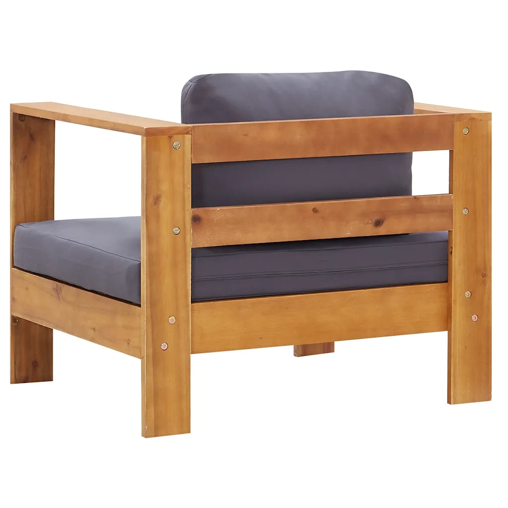 Sedia da Giardino con Cuscino Grigio Scuro in Legno di Acacia CFW3087939