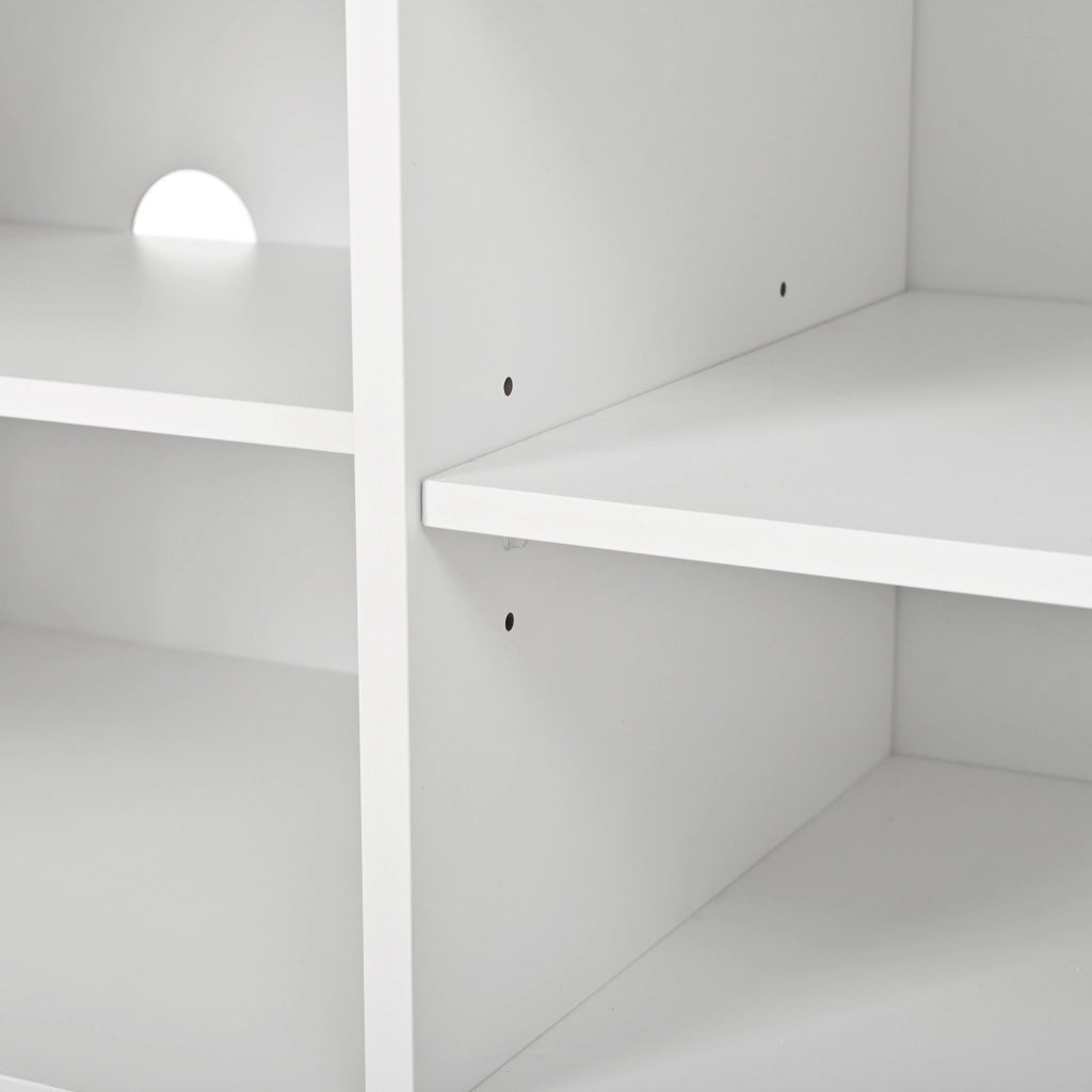 Mobile TV 200x40x47.5 cm con 4 ante e ripiani regolabili in MDF bianco
