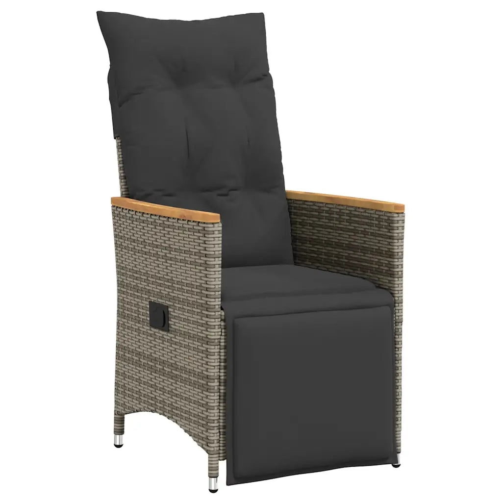 vidaXL Set Bistrò da Giardino 7 pz con Cuscini in Polyrattan Grigio
