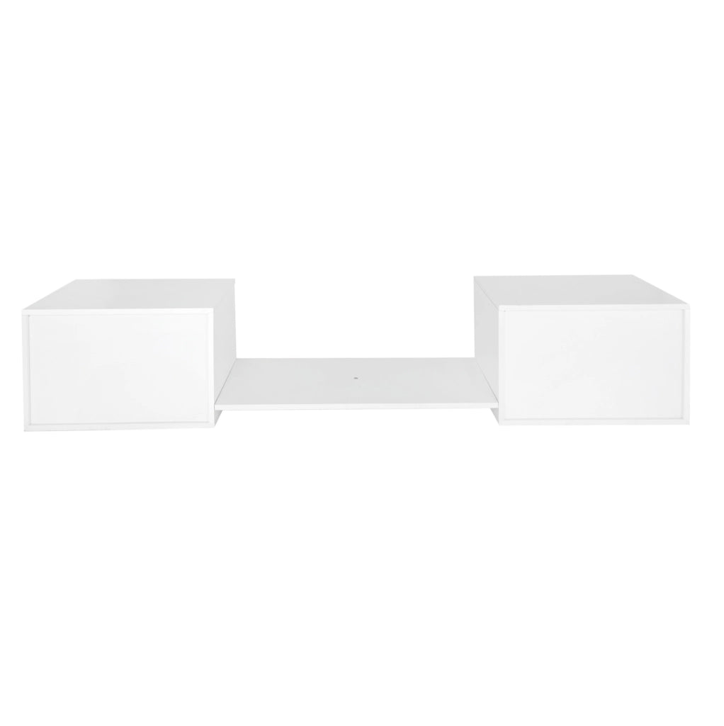 Letto a castello per bambini 205x104x158 cm con scaffale e armadietti; divisibile in 2 letti singoli; legno e MDF; bianco