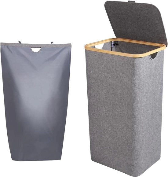 Wastino da 100 litri con coperchio, sacchetto lavabile e pieghevole - per abbigliamento, coperte, lenzuola, giocattoli