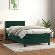 Giroletto a Molle con Materasso Verde Scuro 80x200 cm Velluto 3141212
