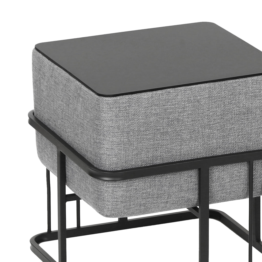 Set 2 Pouf TAS Reversibili Impilabili Seduta Imbottita e Piano Rigido Rettangolare 38x38x38 cm Grigio Chiaro [en.casa]