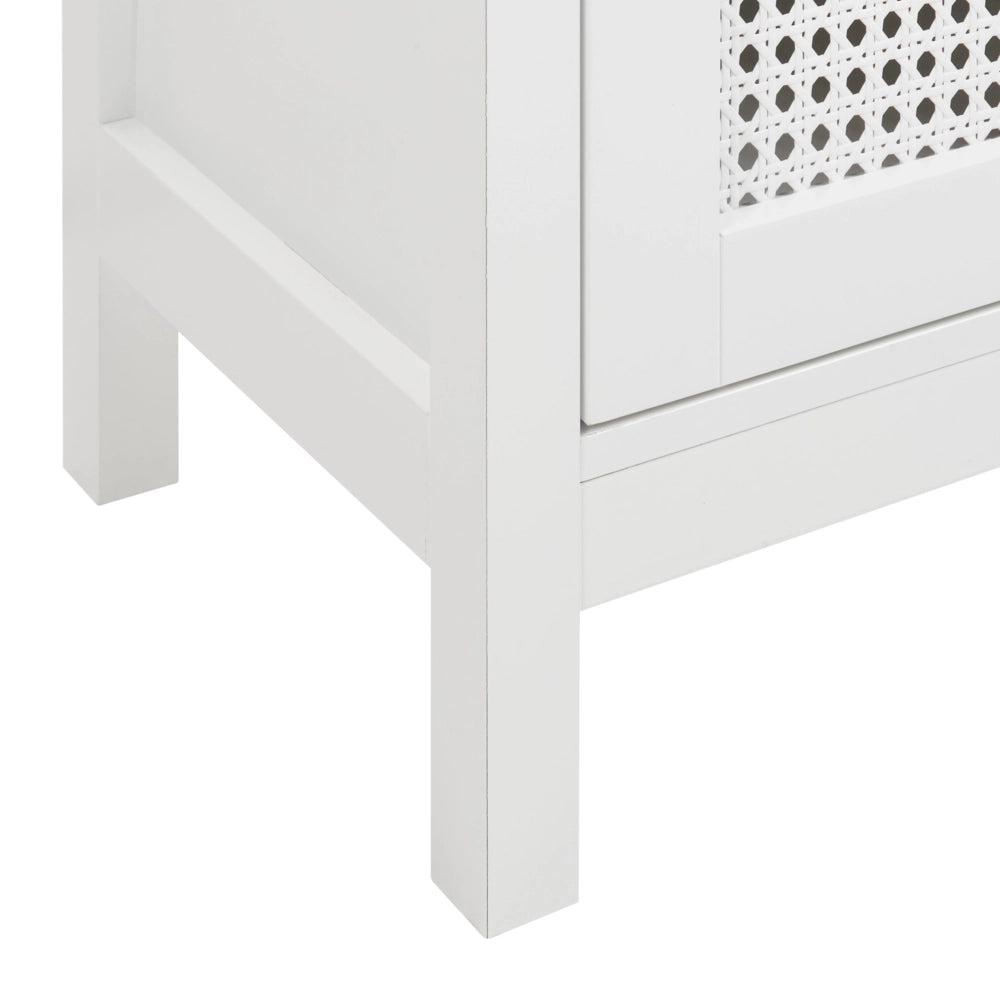 Mobiletto per il bagno con ripiani e ante traforate MDF Bianco 30 x 75 cm stile raffinato