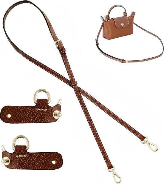 Mini cinturino per borse - Cinturino regolabile - Senza foro di allacciatura - Marrone - Accessorio elegante per borse