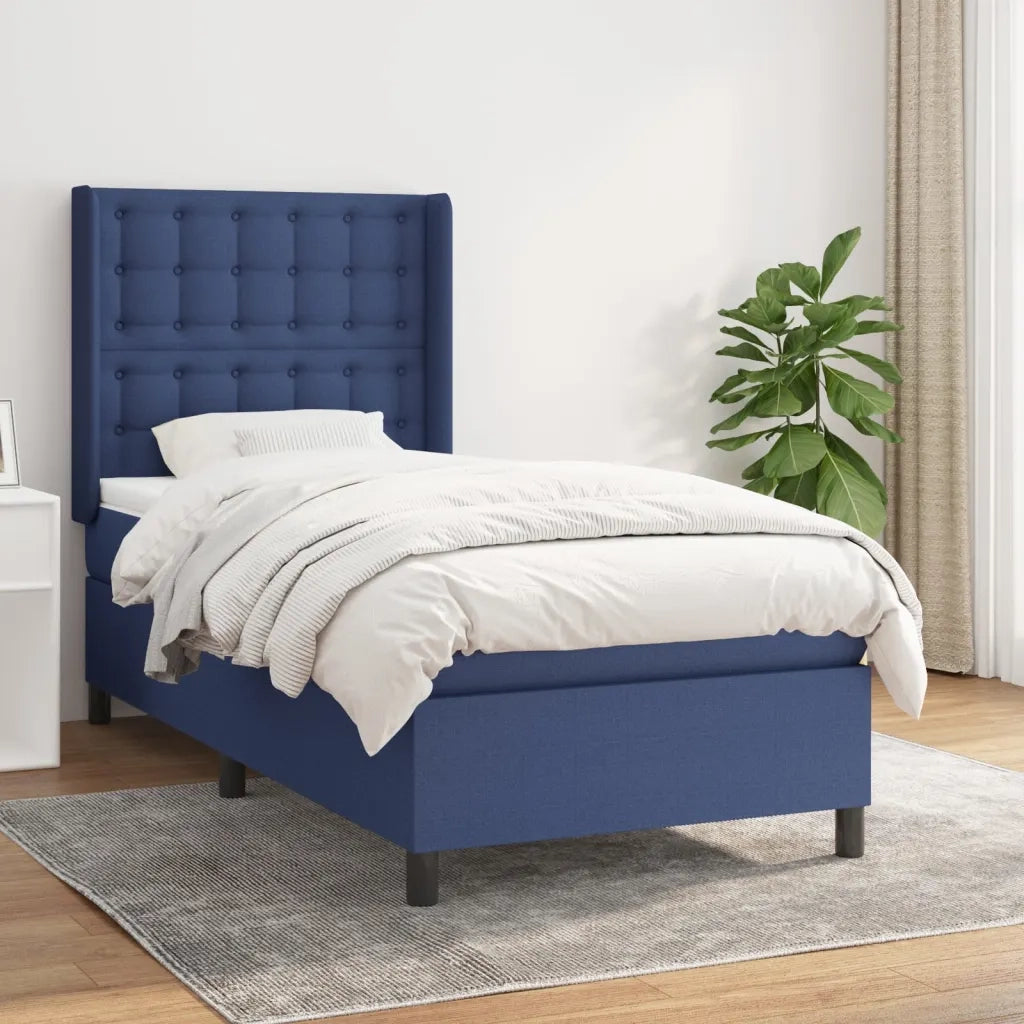 Letto singolo | Letto per adulti | Giroletto a Molle con Materasso Blu 80x200 cm inTessuto