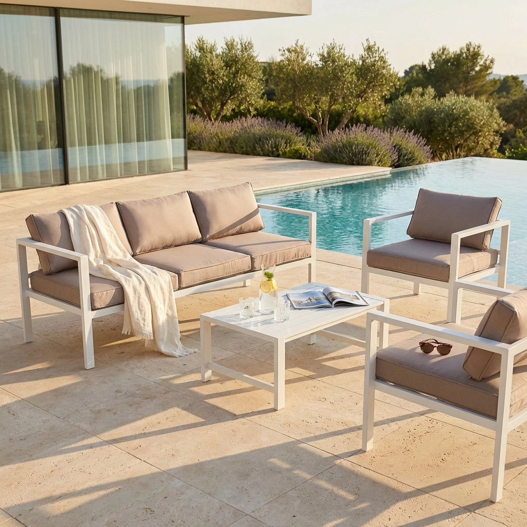 Salotto da Giardino 4 posti in Alluminio cm 184x70x64 - LEX