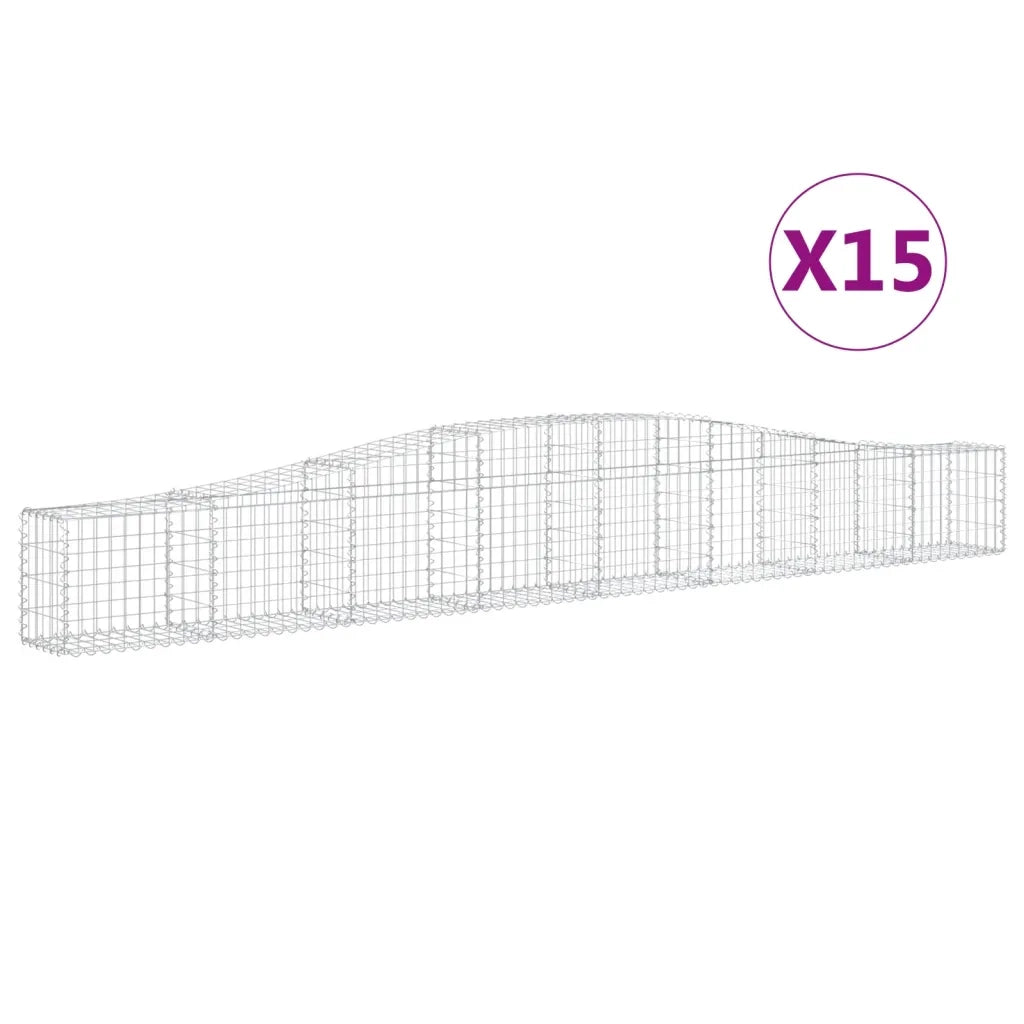 Cesti Gabbioni ad Arco 15 pz 400x30x40/60 cm Ferro Zincato 3145796